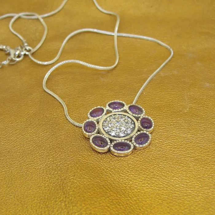 Hadar Designers 9k Yellow Gold 925 Sterling Silver Amethyst Pendant Handmade ()y