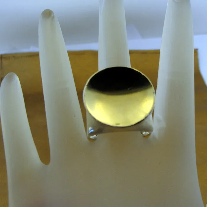 Hadar Designers 9k Yellow Gold 925 Sterling Silver Ring sz 9.5 Handmade (H) LAST
