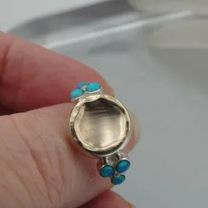 Hadar Designers 9k Yellow Gold Sterling Silver Opal Ring size 8 Handmade (I r333