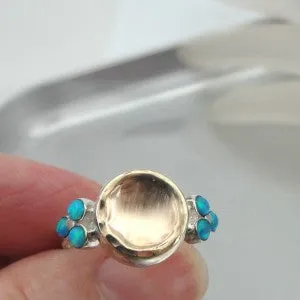 Hadar Designers 9k Yellow Gold Sterling Silver Opal Ring size 8 Handmade (I r333
