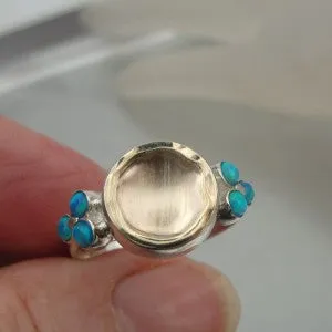 Hadar Designers 9k Yellow Gold Sterling Silver Opal Ring size 8 Handmade (I r333