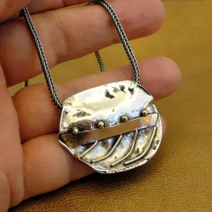 Hadar Designers 9k Yellow Gold Sterling Silver Pendant Artistic Handmade (H)LAST