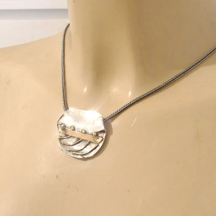 Hadar Designers 9k Yellow Gold Sterling Silver Pendant Artistic Handmade (H)LAST