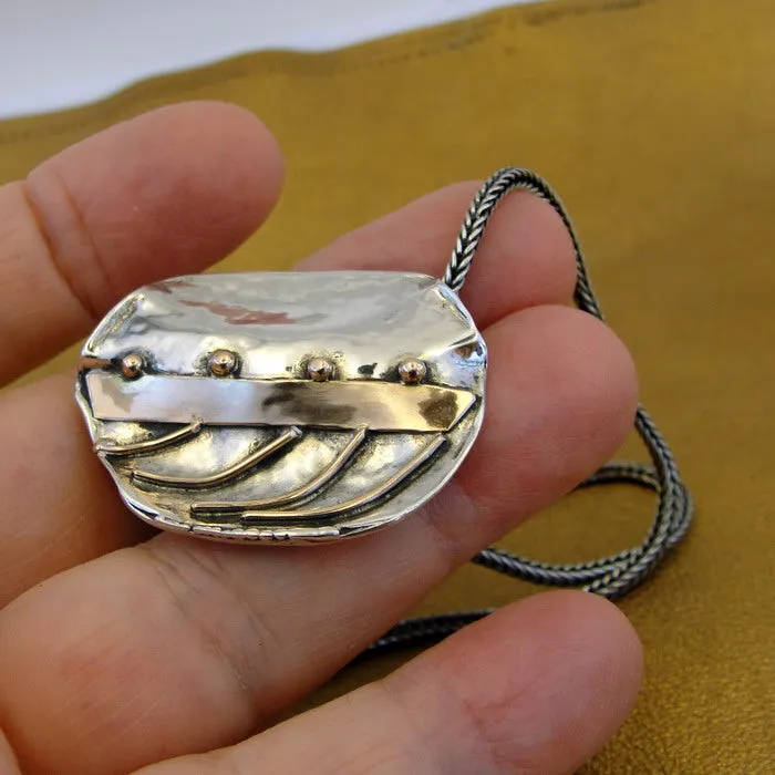 Hadar Designers 9k Yellow Gold Sterling Silver Pendant Artistic Handmade (H)LAST