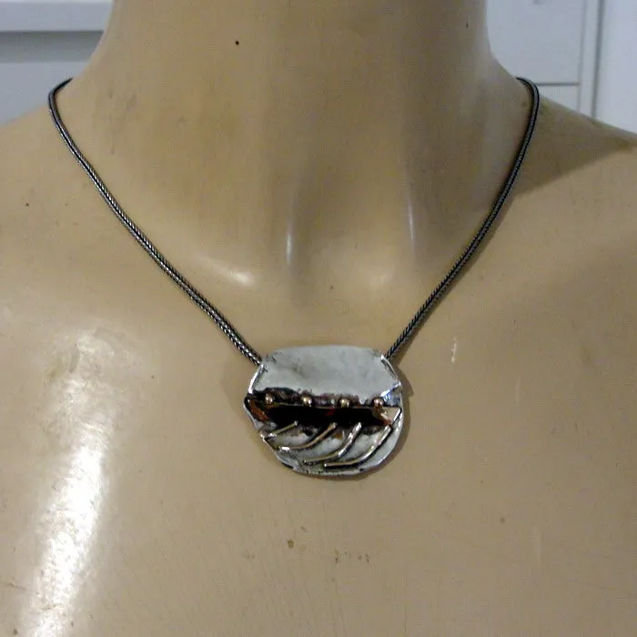 Hadar Designers 9k Yellow Gold Sterling Silver Pendant Artistic Handmade (H)LAST