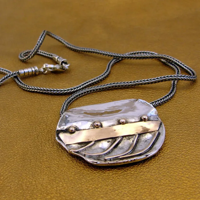 Hadar Designers 9k Yellow Gold Sterling Silver Pendant Artistic Handmade (H)LAST