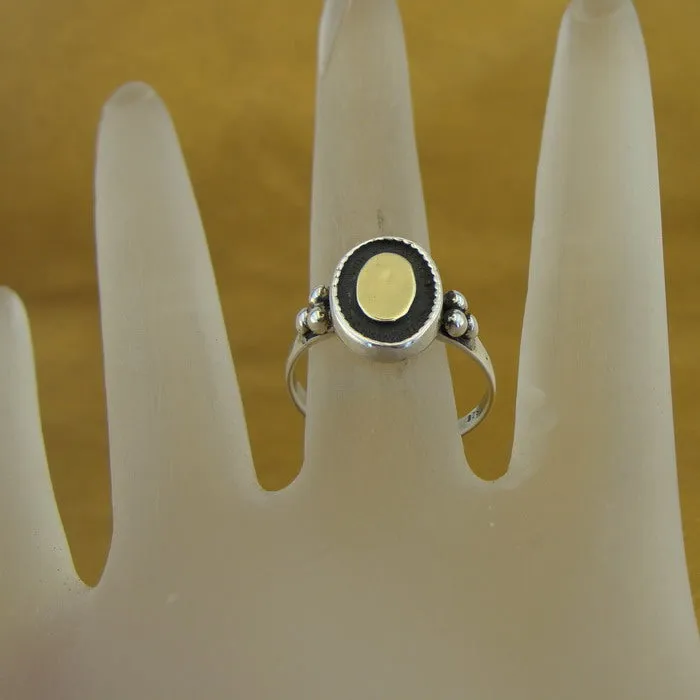 Hadar Designers 9k Yellow Gold Sterling Silver Ring, Handmade (VS)