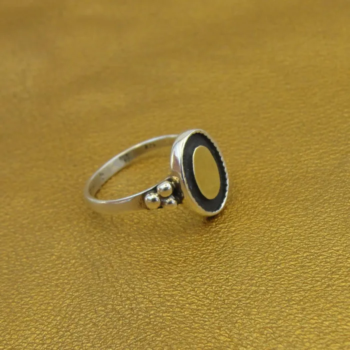 Hadar Designers 9k Yellow Gold Sterling Silver Ring, Handmade (VS)