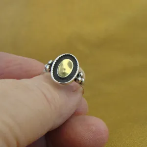 Hadar Designers 9k Yellow Gold Sterling Silver Ring, Handmade (VS)