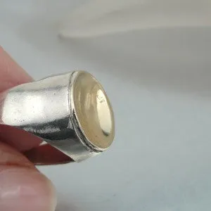 Hadar Designers 9k Yellow Gold Sterling Silver Ring sz 7,7.5 Handmade (SP) LAST