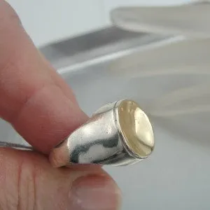 Hadar Designers 9k Yellow Gold Sterling Silver Ring sz 7,7.5 Handmade (SP) LAST