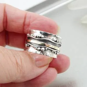 Hadar Designers 9k Yellow Gold Sterling Silver Swivel Ring  (I r474m) Y