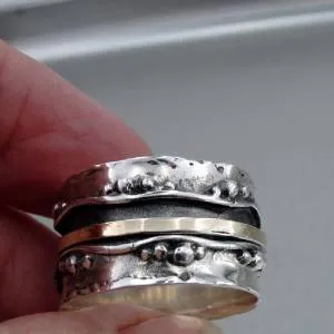 Hadar Designers 9k Yellow Gold Sterling Silver Swivel Ring  (I r474m) Y
