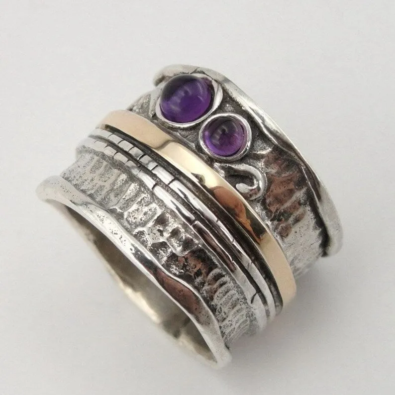 Hadar Designers Amethyst Ring,Handmade Sterling Silver (s 1306)