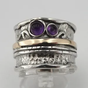Hadar Designers Amethyst Ring,Handmade Sterling Silver (s 1306)