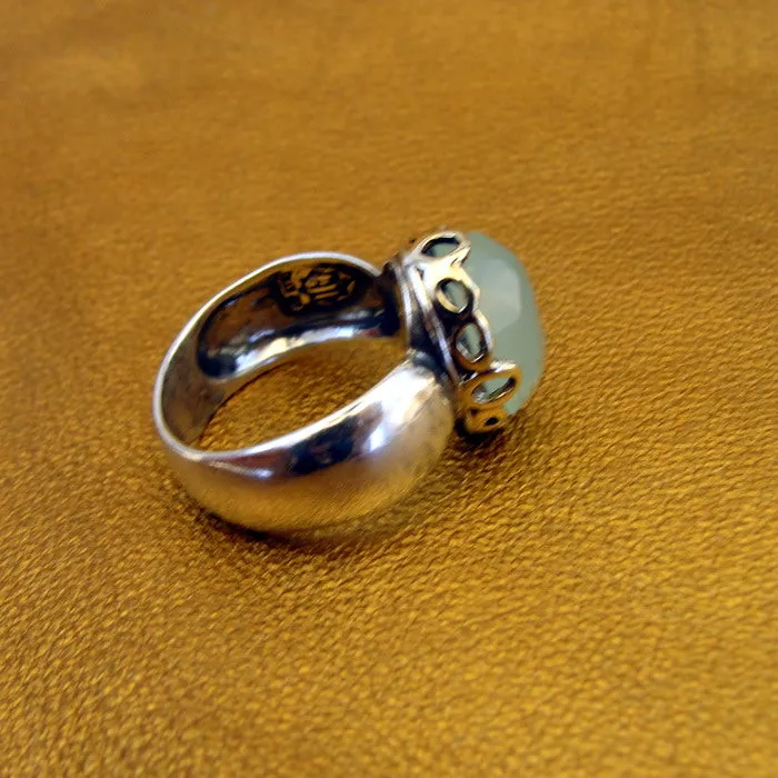 Hadar Designers Aqua Quartz Ring 9k Yellow Gold 925 Silver 6.5, 7,7.5 () LAST