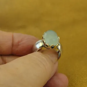 Hadar Designers Aqua Quartz Ring 9k Yellow Gold 925 Silver 6.5, 7,7.5 () LAST