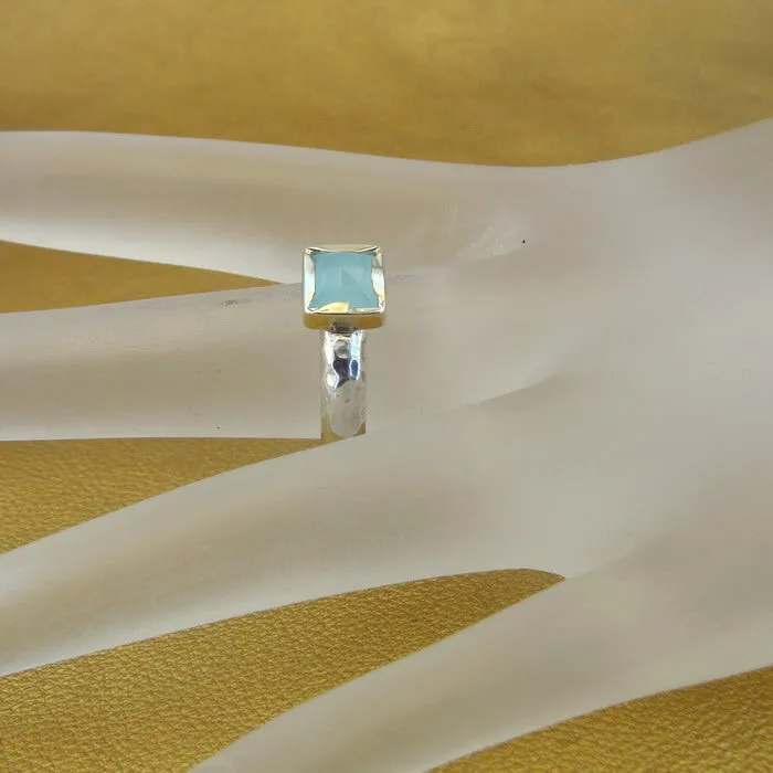 Hadar Designers Aqua Quartz Ring 9k Yellow Gold 925 Silver size 6.5, 7 () LAST 2
