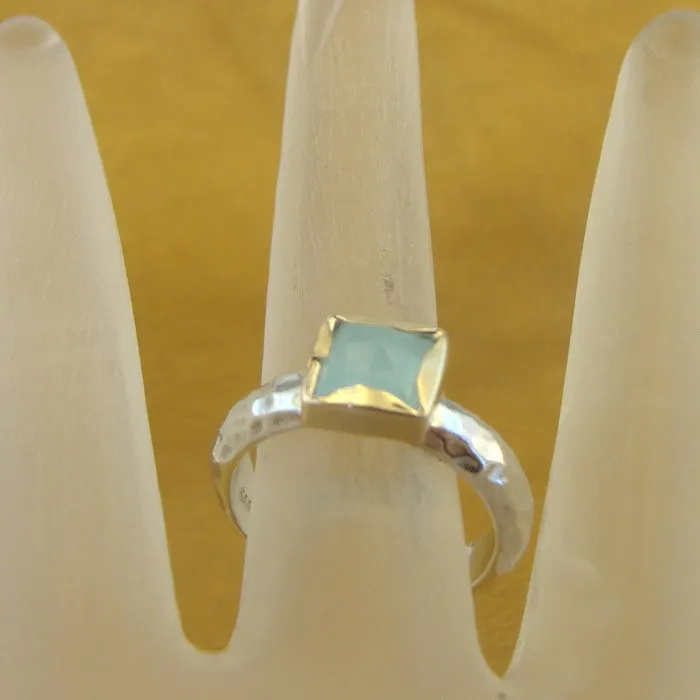 Hadar Designers Aqua Quartz Ring 9k Yellow Gold 925 Silver size 6.5, 7 () LAST 2