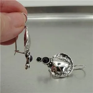 Hadar Designers black onyx earrings 925 sterling silver handmade (h)  y