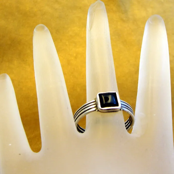 Hadar Designers Black Onyx Ring 925 Sterling Silver 10, 10.5 Handmade Art ()LAST