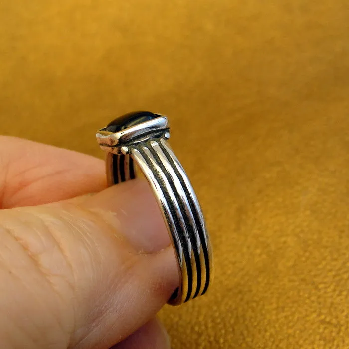 Hadar Designers Black Onyx Ring 925 Sterling Silver 10, 10.5 Handmade Art ()LAST