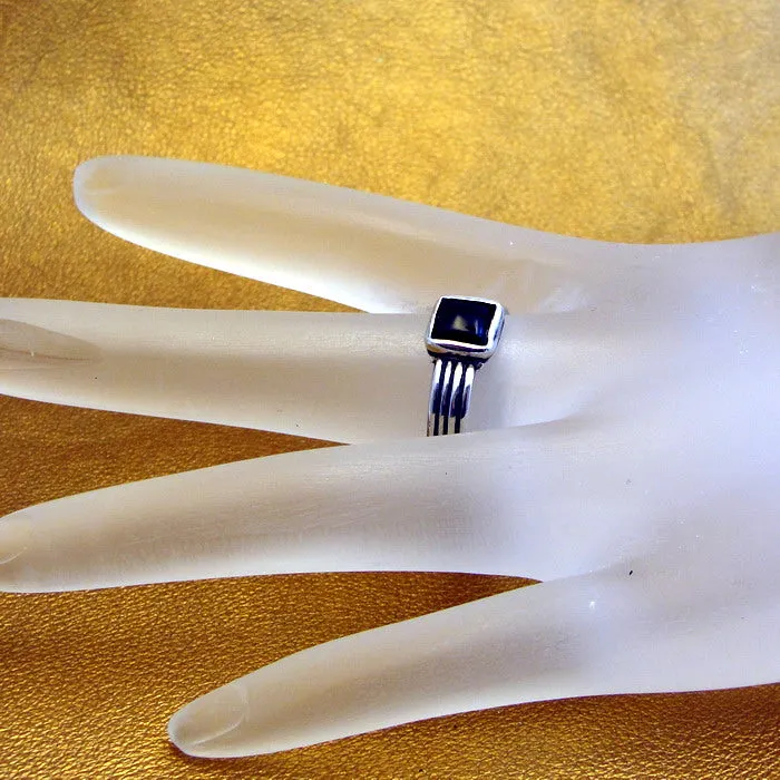 Hadar Designers Black Onyx Ring 925 Sterling Silver 10, 10.5 Handmade Art ()LAST