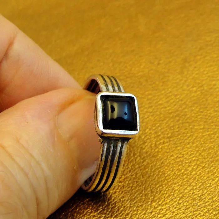 Hadar Designers Black Onyx Ring 925 Sterling Silver 10, 10.5 Handmade Art ()LAST