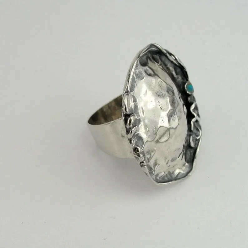 Hadar Designers Blue Opal Ring 7.5,8,9,10 Handmade 925 Sterling Silver (H 1082)y