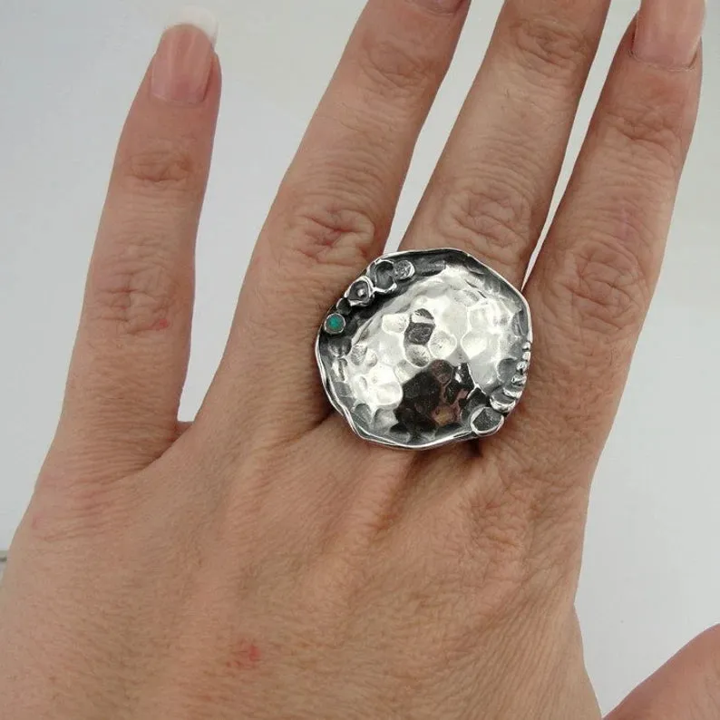 Hadar Designers Blue Opal Ring 7.5,8,9,10 Handmade 925 Sterling Silver (H 1082)y