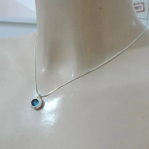 Hadar Designers Blue Topaz Pendant zircon 9k Yellow Gold 925 Silver Handmade (ms