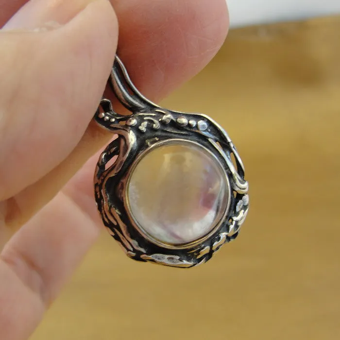 Hadar Designers Crystal Ball Pendant 925 Sterling Silver Unique Art Handmade(H)y