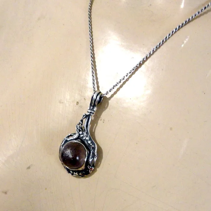 Hadar Designers Crystal Ball Pendant 925 Sterling Silver Unique Art Handmade(H)y