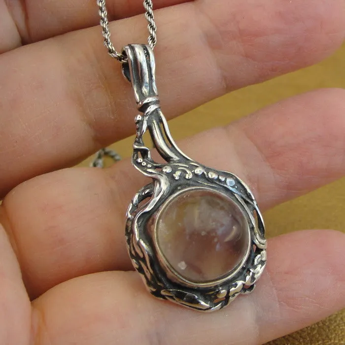 Hadar Designers Crystal Ball Pendant 925 Sterling Silver Unique Art Handmade(H)y
