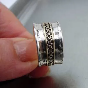 Hadar Designers filigree 9k gold 925 silver ring 6.5,7,8,9 handmade (i r260)y