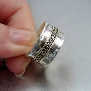 Hadar Designers filigree 9k gold 925 silver ring 6.5,7,8,9 handmade (i r260)y
