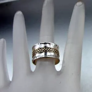 Hadar Designers filigree 9k gold 925 silver ring 6.5,7,8,9 handmade (i r260)y
