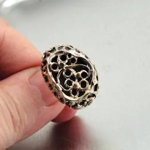 Hadar Designers Filigree 9k Gold 925 Silver Ring sz 8.5, 9 Handmade (I r427)LAST