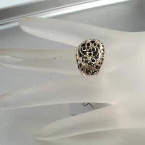 Hadar Designers Filigree 9k Gold 925 Silver Ring sz 8.5, 9 Handmade (I r427)LAST