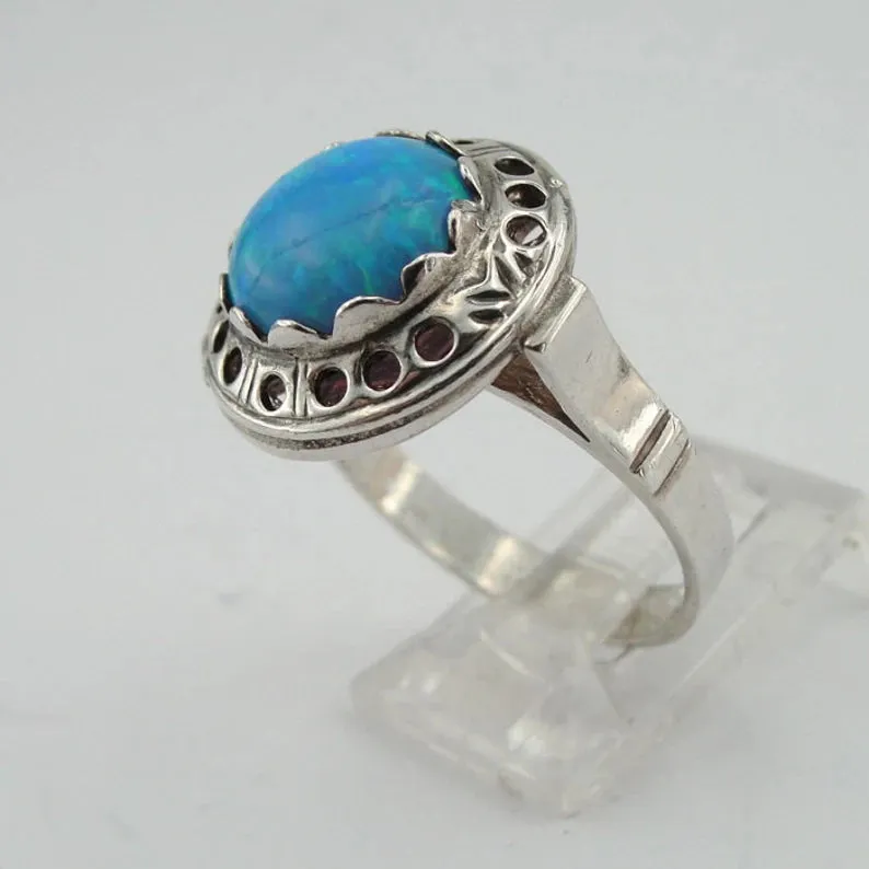 Hadar Designers Fire Opal Ring sz 6.5,7 Handmade 925 Sterling Silver () LAST