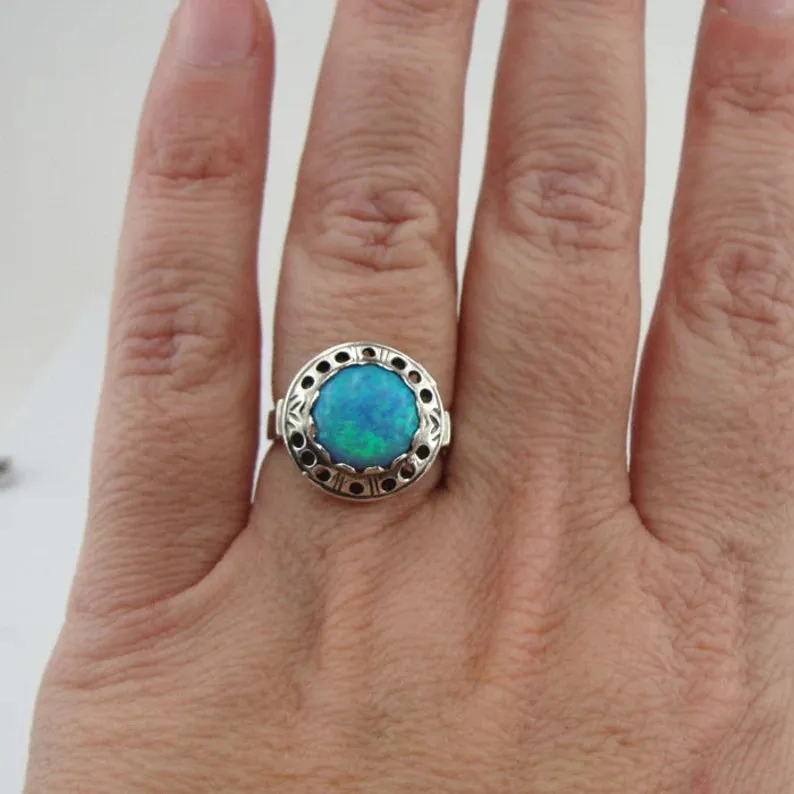 Hadar Designers Fire Opal Ring sz 6.5,7 Handmade 925 Sterling Silver () LAST