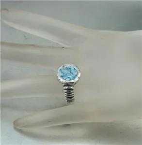 Hadar Designers Handmade 925 Sterling Silver Antique Roman Glass Ring 6,7,8,9(as