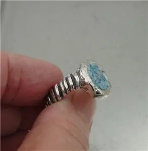 Hadar Designers Handmade 925 Sterling Silver Antique Roman Glass Ring 6,7,8,9(as