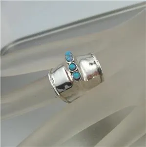 Hadar Designers Handmade 925 Sterling Silver Blue Opal Wide Ring 6,6.5,7,7.5 (pY