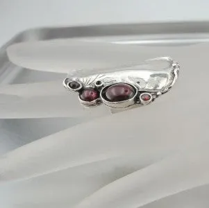 Hadar Designers Handmade 925 Sterling Silver Red Garnet Ring 6,7,8,9,10 (H 1544)