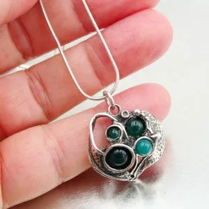 Hadar Designers Handmade 925 Sterling Silver Turquoise Agate Pendant (H)