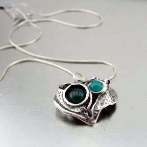 Hadar Designers Handmade 925 Sterling Silver Turquoise Agate Pendant (H)