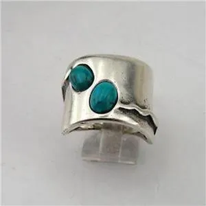 Hadar Designers Handmade 925 Sterling Silver Turquoise Ring size 6.5, 7 (H 1006y