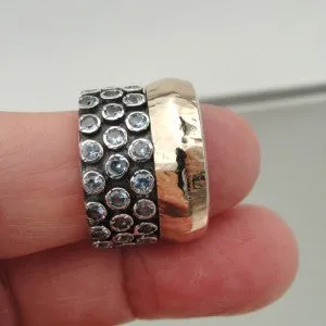 Hadar Designers Handmade 9k Gold 925 Silver Blue Topaz Ring 6,7,8,9,10  (I r551