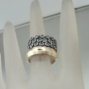 Hadar Designers Handmade 9k Gold 925 Silver Blue Topaz Ring 6,7,8,9,10  (I r551